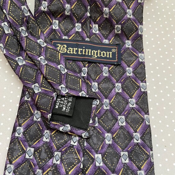 Vintage Barrington 100% Silk Geo Print Purple Neck Tie 56x4” - Picture 2 of 4